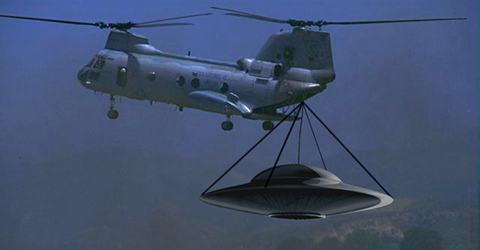 helicopter transporting a ufo